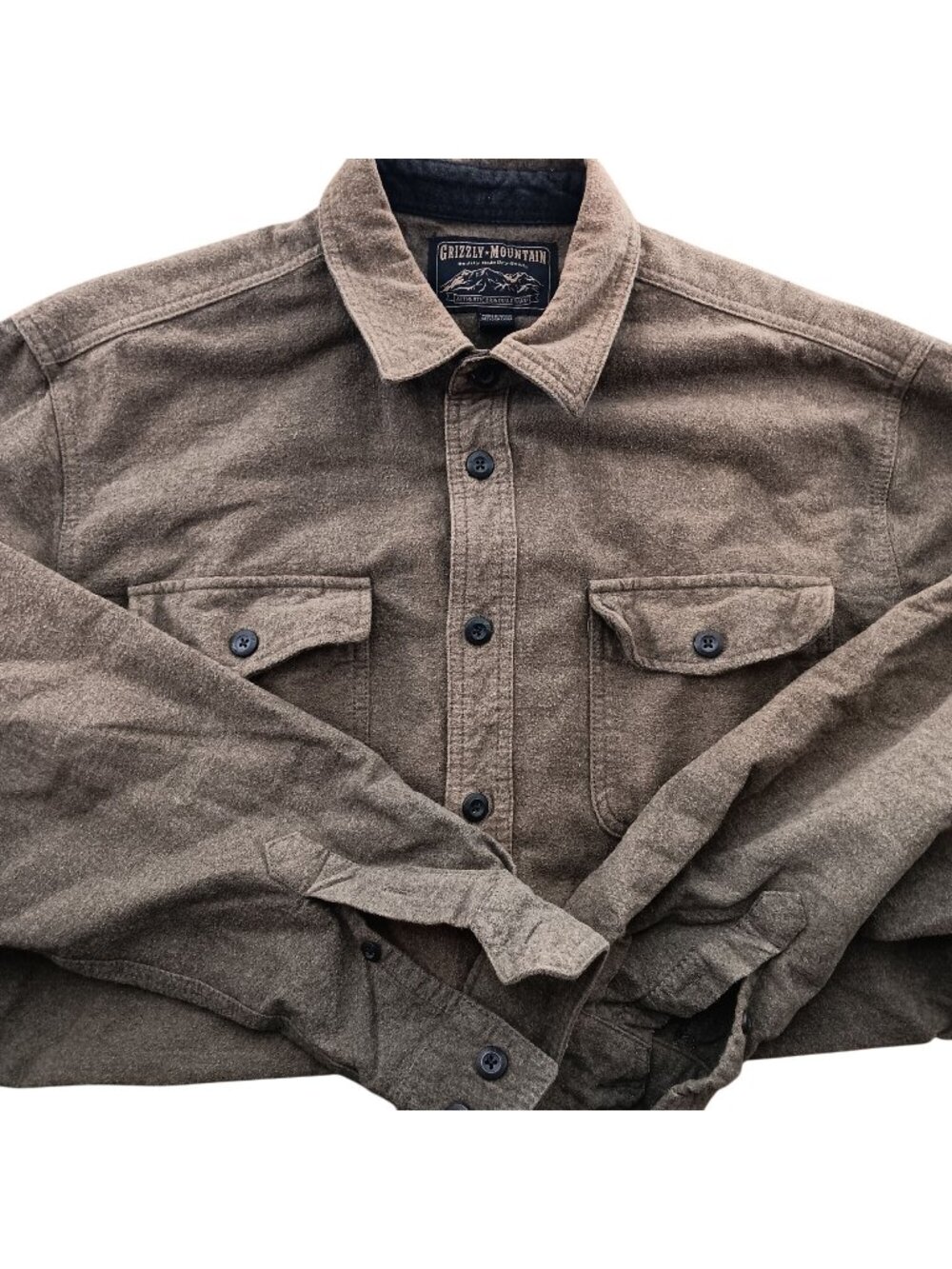 Grizzly Mountain Mens Flannel Shirt Hunting Olive Green Heavyweight Button-Up
